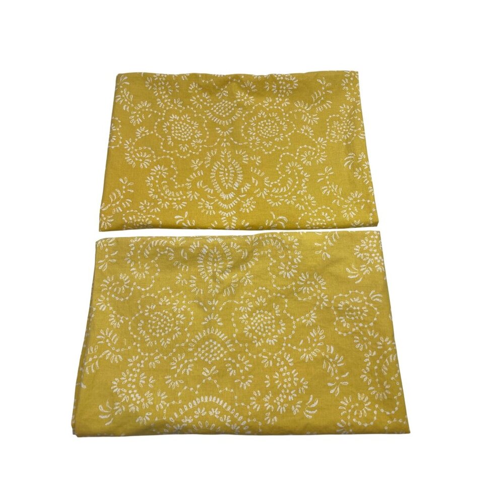 2 IKEA Akertistel Yellow Floral Pillowcases 29x19" Queen Size